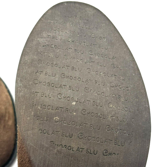 CHOCOLAT BLU | Women's 8 Chelsea Brown Leather Suede Block Heel Ankle Bootie - Picture 8 of 11